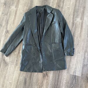 Faux Leather Blazer Jacket